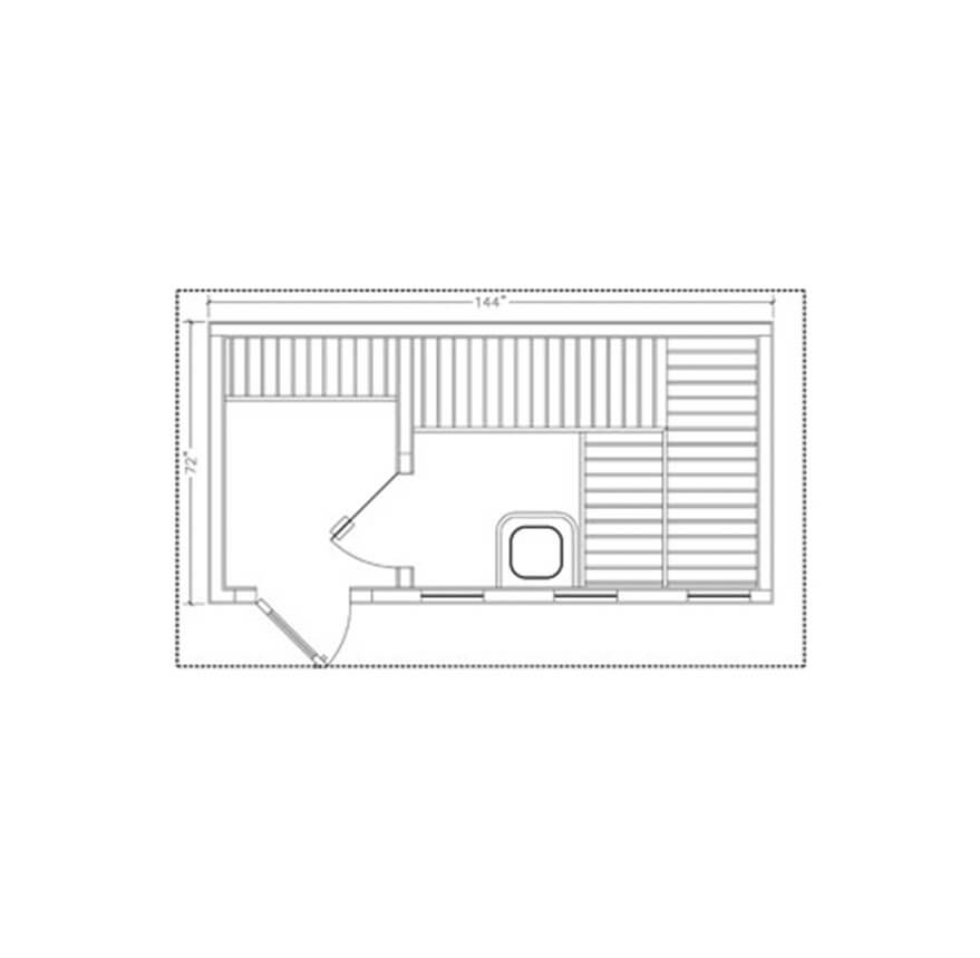 6' x 12' Euro Sauna w/Changing Room